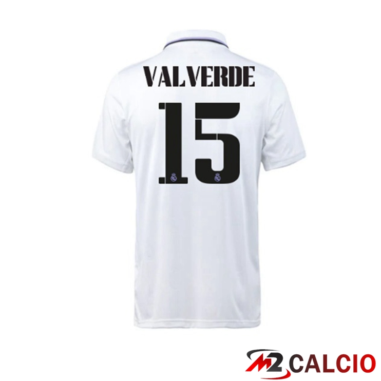 Maglie Calcio Personalizzate,Tute Calcio Squadre,Maglia Nazionale Italiana Calcio | Maglie Calcio Real Madrid (Valverde 15) Prima Bianco 2022/2023
