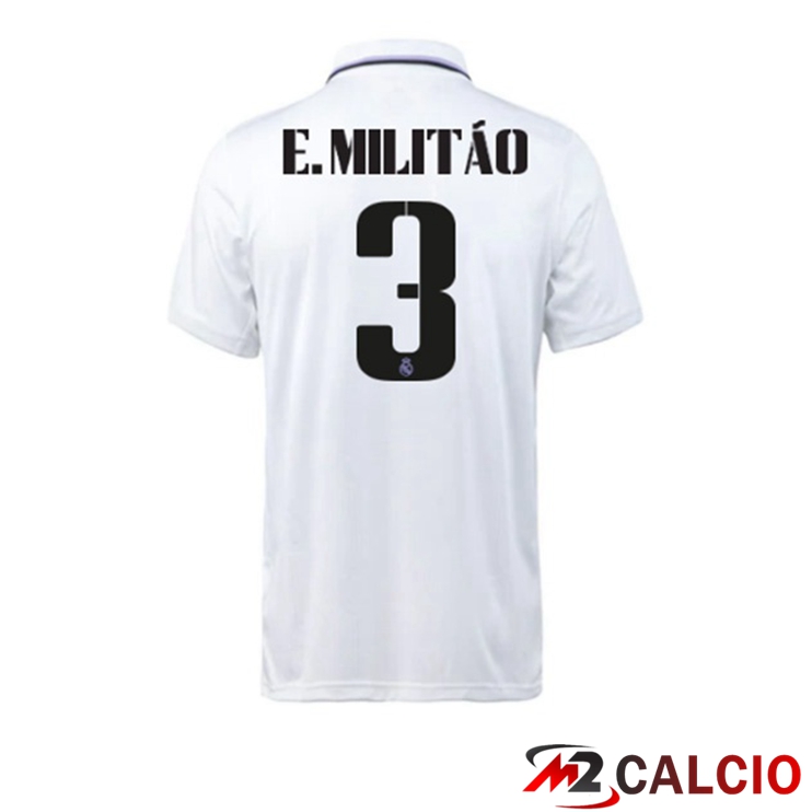 Maglie Calcio Personalizzate,Tute Calcio Squadre,Maglia Nazionale Italiana Calcio | Maglie Calcio Real Madrid (E. Militão 3) Prima Bianco 2022/2023