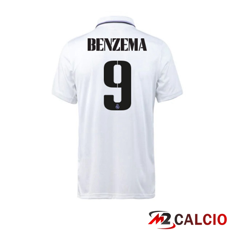 Maglie Calcio Personalizzate,Tute Calcio Squadre,Maglia Nazionale Italiana Calcio | Maglie Calcio Real Madrid (Benzema 9) Prima Bianco 2022/2023