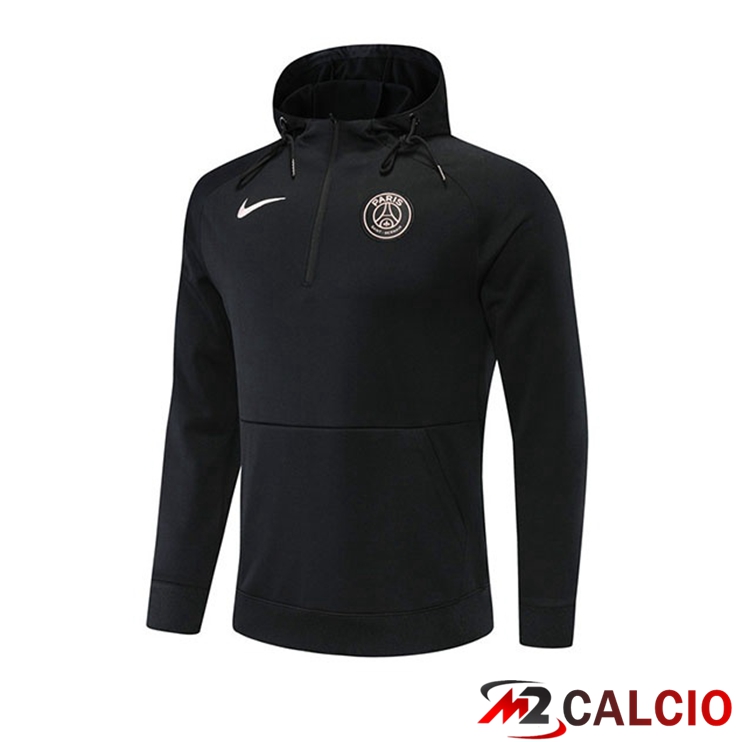 Maglie Calcio Personalizzate,Tute Calcio Squadre,Maglia Nazionale Italiana Calcio | Felpa Allenamento Cappuccio Paris PSG Nero 2022/2023
