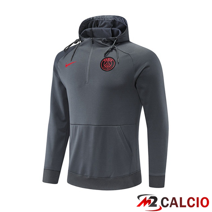 Maglie Calcio Personalizzate,Tute Calcio Squadre,Maglia Nazionale Italiana Calcio | Felpa Allenamento Cappuccio Paris PSG Grigio 2022/2023