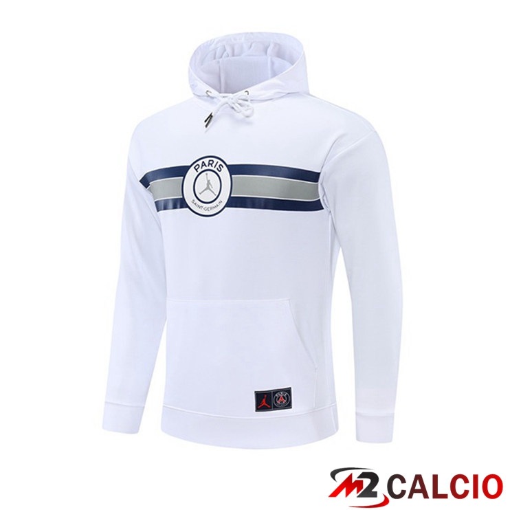 Maglie Calcio Personalizzate,Tute Calcio Squadre,Maglia Nazionale Italiana Calcio | Felpa Allenamento Cappuccio JORDAN Paris PSG Bianco 2022/2023
