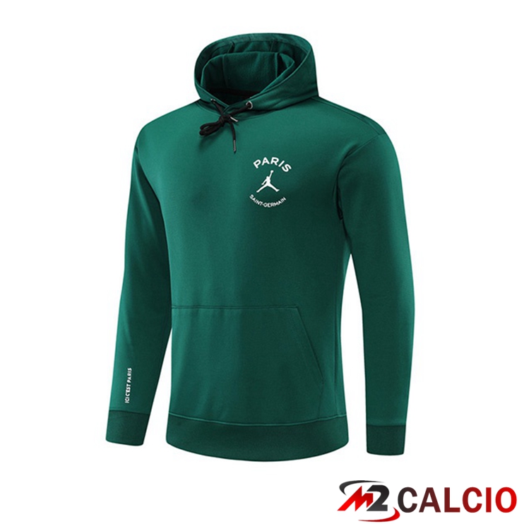 Maglie Calcio Personalizzate,Tute Calcio Squadre,Maglia Nazionale Italiana Calcio | Felpa Allenamento Cappuccio JORDAN Paris PSG Verde 2022/2023