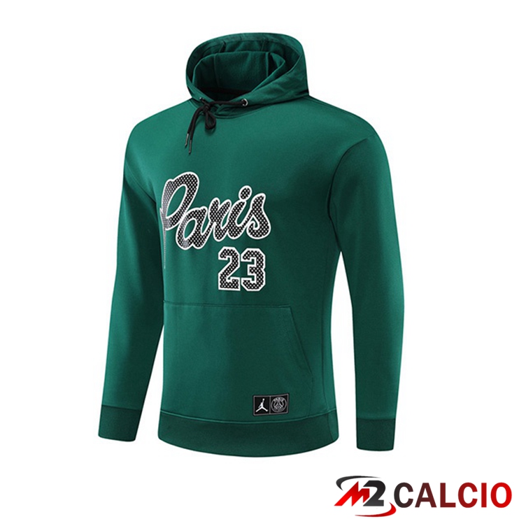 Maglie Calcio Personalizzate,Tute Calcio Squadre,Maglia Nazionale Italiana Calcio | Felpa Allenamento Cappuccio JORDAN Paris PSG Verde 2022/2023