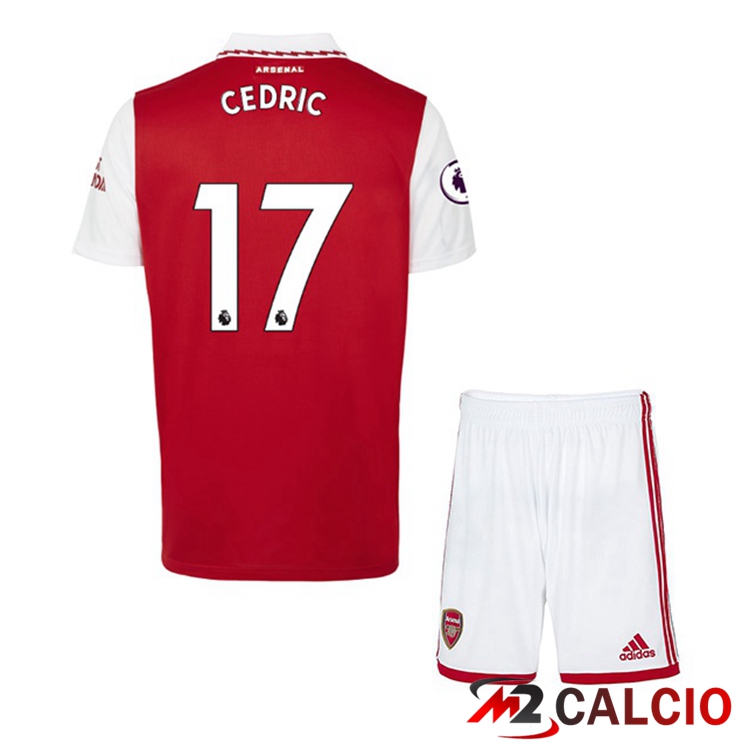 Maglie Calcio Personalizzate,Tute Calcio Squadre,Maglia Nazionale Italiana Calcio | Maglie Calcio Arsenal (CEDRIC 17) Bambino Prima Rosso Bianco 2022/2023