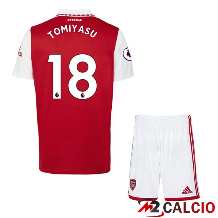 Maglie Calcio Personalizzate,Tute Calcio Squadre,Maglia Nazionale Italiana Calcio | Maglie Calcio Arsenal (TOMIYASU 18) Bambino Prima Rosso Bianco 2022/2023