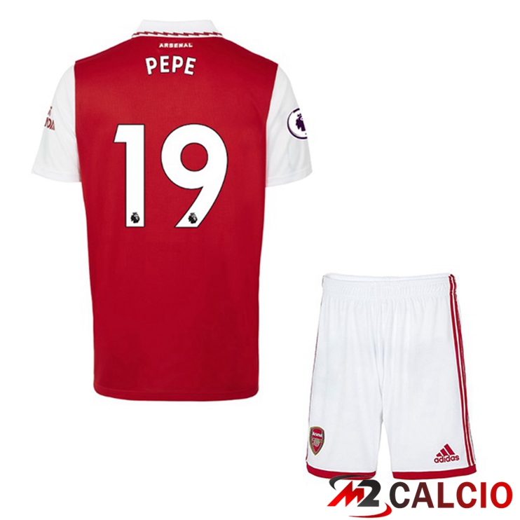 Maglie Calcio Personalizzate,Tute Calcio Squadre,Maglia Nazionale Italiana Calcio | Maglie Calcio Arsenal (PEPE 19) Bambino Prima Rosso Bianco 2022/2023