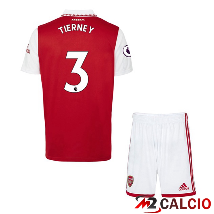 Maglie Calcio Personalizzate,Tute Calcio Squadre,Maglia Nazionale Italiana Calcio | Maglie Calcio Arsenal (TIERNEY 3) Bambino Prima Rosso Bianco 2022/2023