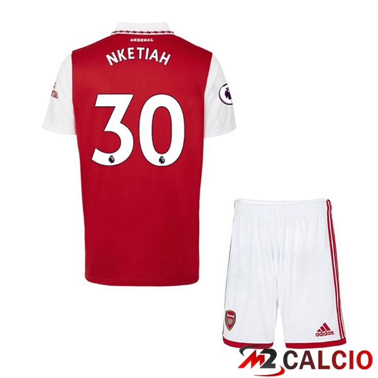 Maglie Calcio Personalizzate,Tute Calcio Squadre,Maglia Nazionale Italiana Calcio | Maglie Calcio Arsenal (NKETIAH 30) Bambino Prima Rosso Bianco 2022/2023