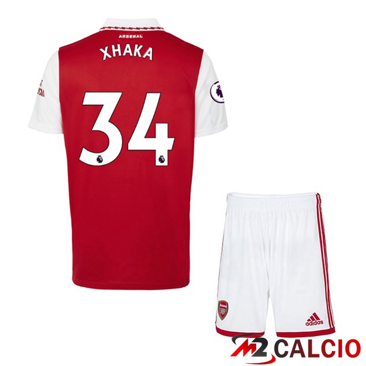 Maglie Calcio Personalizzate,Tute Calcio Squadre,Maglia Nazionale Italiana Calcio | Maglie Calcio Arsenal (XHAKA 34) Bambino Prima Rosso Bianco 2022/2023