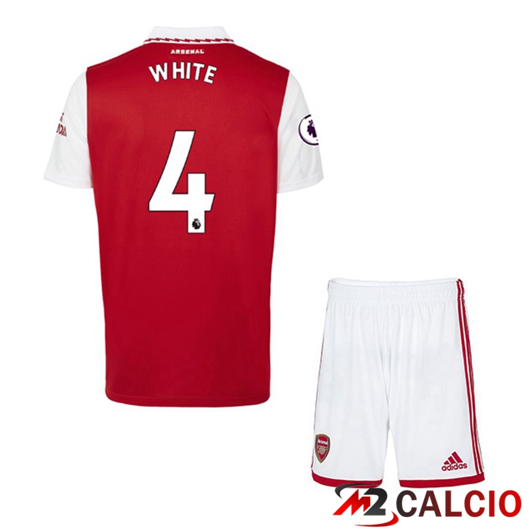 Maglie Calcio Personalizzate,Tute Calcio Squadre,Maglia Nazionale Italiana Calcio | Maglie Calcio Arsenal (WHITE 4) Bambino Prima Rosso Bianco 2022/2023