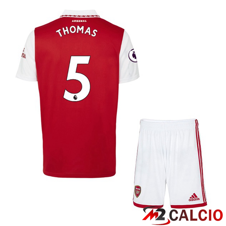 Maglie Calcio Personalizzate,Tute Calcio Squadre,Maglia Nazionale Italiana Calcio | Maglie Calcio Arsenal (THOMAS 5) Bambino Prima Rosso Bianco 2022/2023