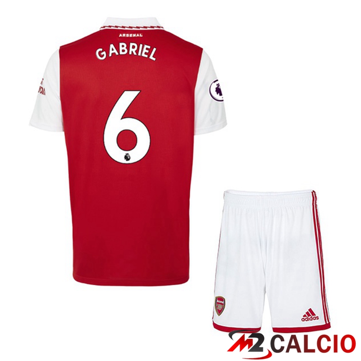 Maglie Calcio Personalizzate,Tute Calcio Squadre,Maglia Nazionale Italiana Calcio | Maglie Calcio Arsenal (GABRIEL 6) Bambino Prima Rosso Bianco 2022/2023