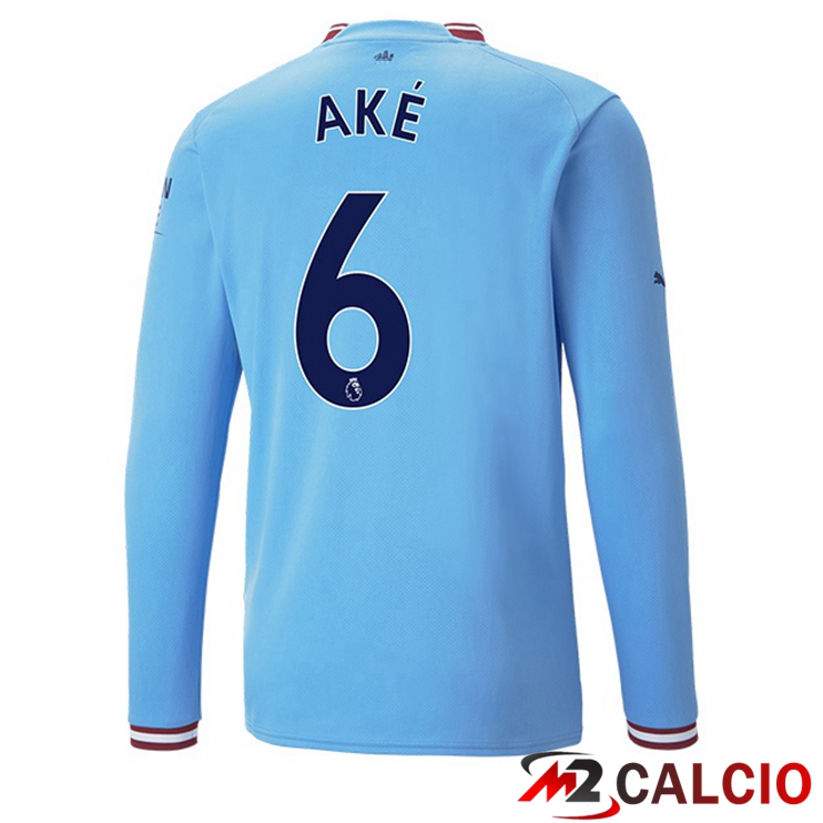 Maglie Calcio Manchester City (Nathan Ake 6) Prima Manica Lunga Blu 2022/2023