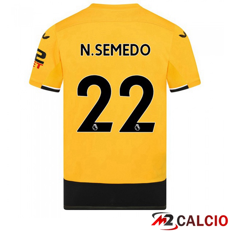 Maglie Calcio Personalizzate,Tute Calcio Squadre,Maglia Nazionale Italiana Calcio | Maglie Calcio Wolves (N. SEMEDO 22) Prima Giallo 2022/2023