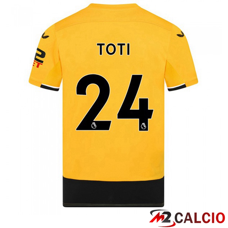 Maglie Calcio Personalizzate,Tute Calcio Squadre,Maglia Nazionale Italiana Calcio | Maglie Calcio Wolves (TOTI 24) Prima Giallo 2022/2023
