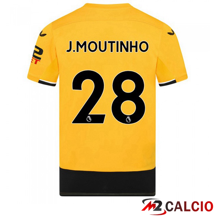 Maglie Calcio Personalizzate,Tute Calcio Squadre,Maglia Nazionale Italiana Calcio | Maglie Calcio Wolves (J. MOUTINHO 28) Prima Giallo 2022/2023