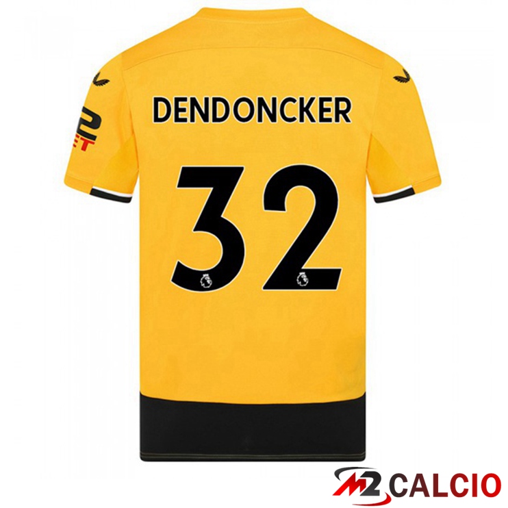 Maglie Calcio Personalizzate,Tute Calcio Squadre,Maglia Nazionale Italiana Calcio | Maglie Calcio Wolves (DENDONCKER 32) Prima Giallo 2022/2023