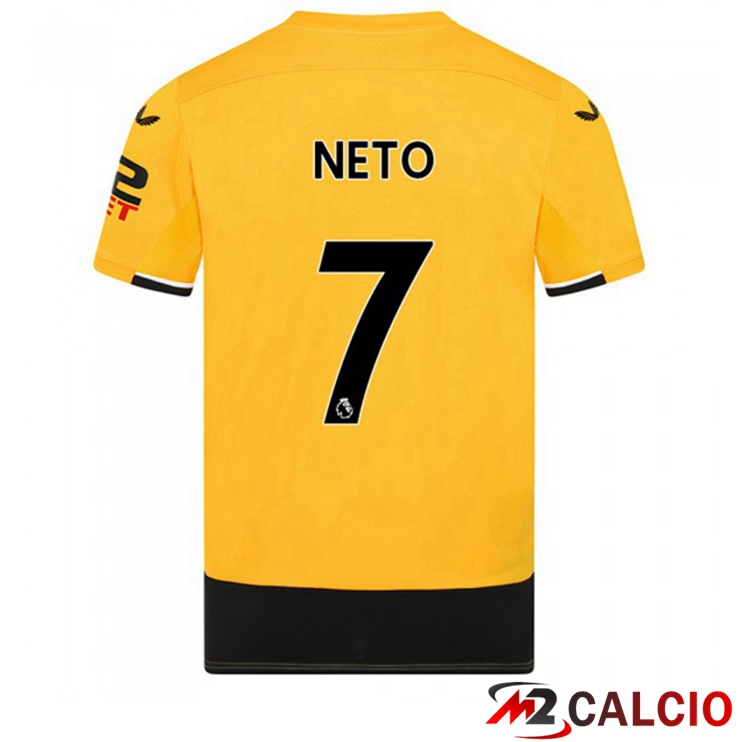 Maglie Calcio Personalizzate,Tute Calcio Squadre,Maglia Nazionale Italiana Calcio | Maglie Calcio Wolves (NETO 7) Prima Giallo 2022/2023