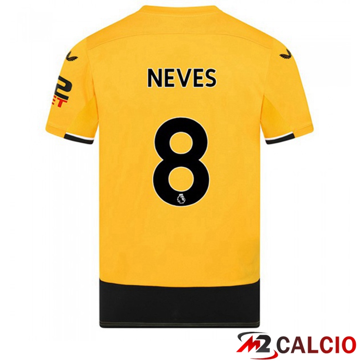 Maglie Calcio Personalizzate,Tute Calcio Squadre,Maglia Nazionale Italiana Calcio | Maglie Calcio Wolves (NEVES 8) Prima Giallo 2022/2023