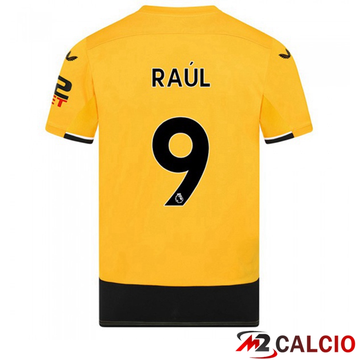 Maglie Calcio Personalizzate,Tute Calcio Squadre,Maglia Nazionale Italiana Calcio | Maglie Calcio Wolves (RAUL 9) Prima Giallo 2022/2023