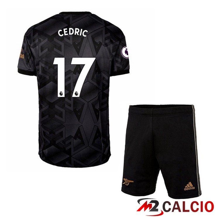 Maglie Calcio Personalizzate,Tute Calcio Squadre,Maglia Nazionale Italiana Calcio | Maglie Calcio Arsenal (CEDRIC 17) Bambino Seconda Nero 2022/2023