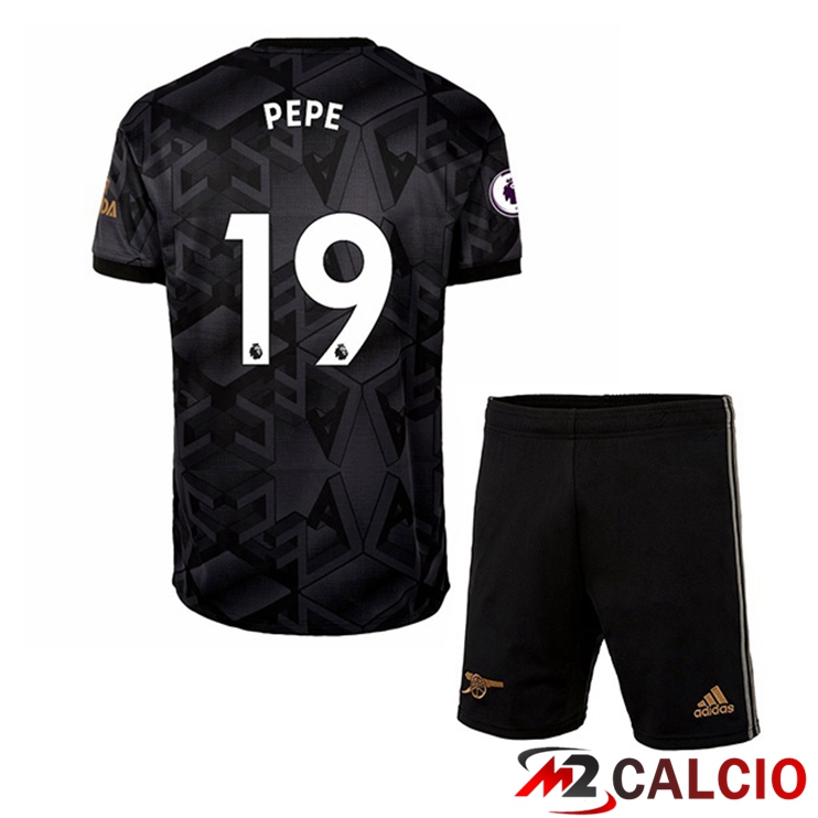 Maglie Calcio Personalizzate,Tute Calcio Squadre,Maglia Nazionale Italiana Calcio | Maglie Calcio Arsenal (PEPE 19) Bambino Seconda Nero 2022/2023