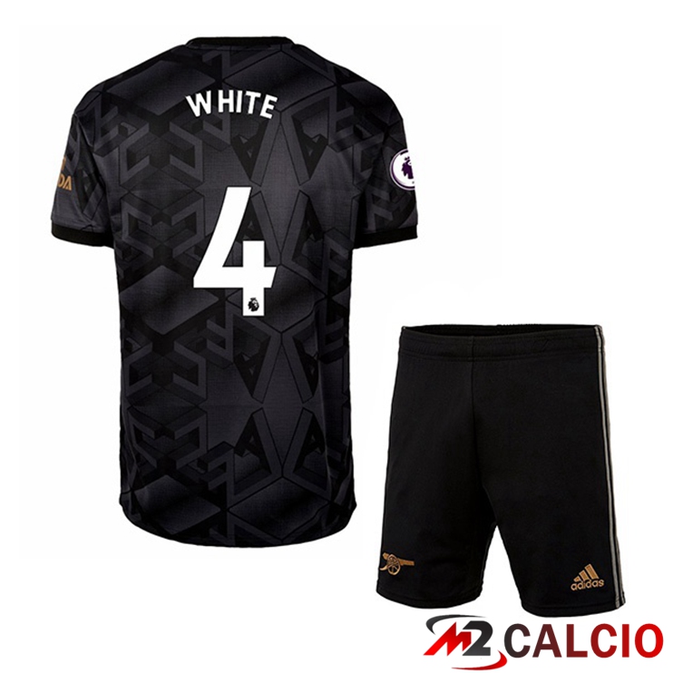 Maglie Calcio Personalizzate,Tute Calcio Squadre,Maglia Nazionale Italiana Calcio | Maglie Calcio Arsenal (WHITE 4) Bambino Seconda Nero 2022/2023