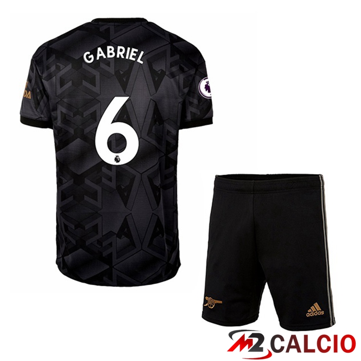 Maglie Calcio Personalizzate,Tute Calcio Squadre,Maglia Nazionale Italiana Calcio | Maglie Calcio Arsenal (GABRIEL 6) Bambino Seconda Nero 2022/2023