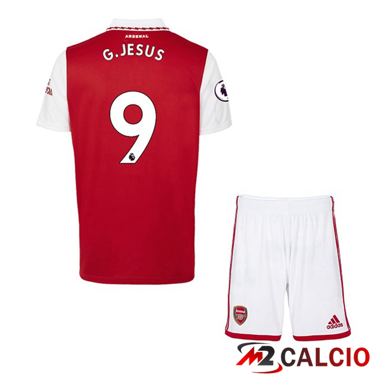 Maglie Calcio Personalizzate,Tute Calcio Squadre,Maglia Nazionale Italiana Calcio | Maglie Calcio Arsenal (G.JESUS 9) Bambino Prima Rosso Bianco 2022/2023