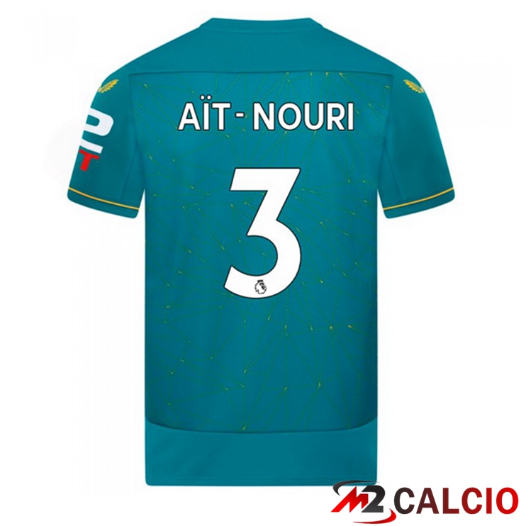 Maglie Calcio Personalizzate,Tute Calcio Squadre,Maglia Nazionale Italiana Calcio | Maglie Calcio Wolves (AIT-NOURI 3) Seconda Blu 2022/2023