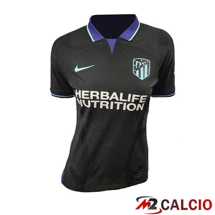 Maglie Calcio Personalizzate,Tute Calcio Squadre,Maglia Nazionale Italiana Calcio | Maglie Calcio Atletico Madrid Donna Seconda Nero 2022/2023