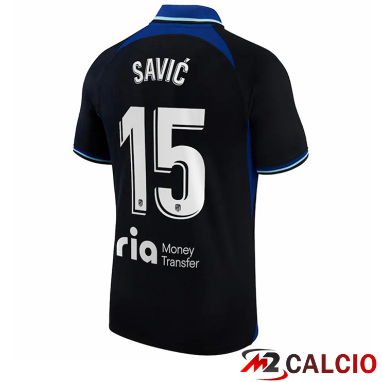 Maglie Calcio Personalizzate,Tute Calcio Squadre,Maglia Nazionale Italiana Calcio | Maglie Calcio Atletico Madrid (Savic 15) Seconda Nero 2022/2023