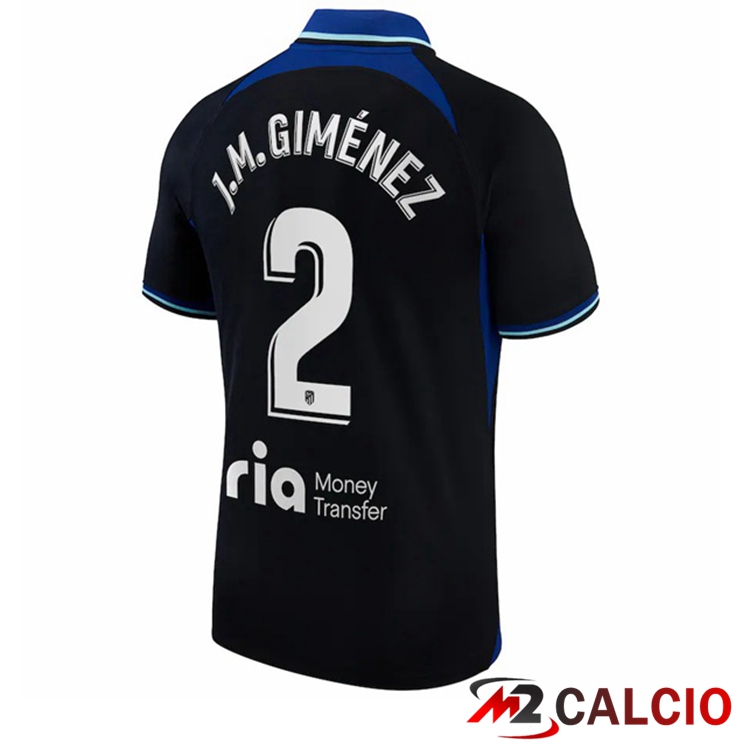 Maglie Calcio Personalizzate,Tute Calcio Squadre,Maglia Nazionale Italiana Calcio | Maglie Calcio Atletico Madrid (J.M. Giménez 2) Seconda Nero 2022/2023