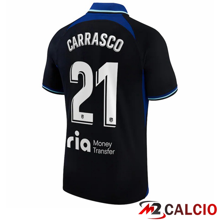 Maglie Calcio Personalizzate,Tute Calcio Squadre,Maglia Nazionale Italiana Calcio | Maglie Calcio Atletico Madrid (Carrasco 21) Seconda Nero 2022/2023