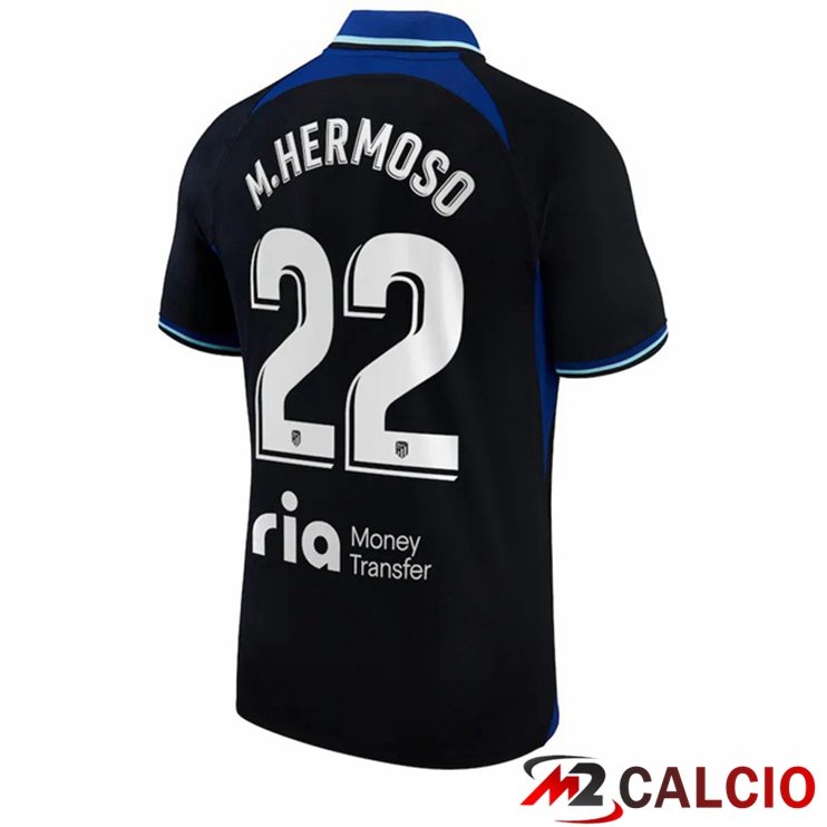 Maglie Calcio Personalizzate,Tute Calcio Squadre,Maglia Nazionale Italiana Calcio | Maglie Calcio Atletico Madrid (M.Hermoso 22) Seconda Nero 2022/2023