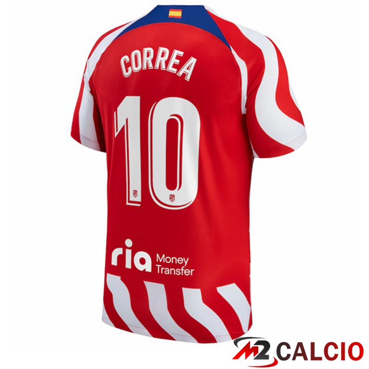 Maglie Calcio Personalizzate,Tute Calcio Squadre,Maglia Nazionale Italiana Calcio | Maglie Calcio Atletico Madrid (Correa 10) Prima Rosso 2022/2023