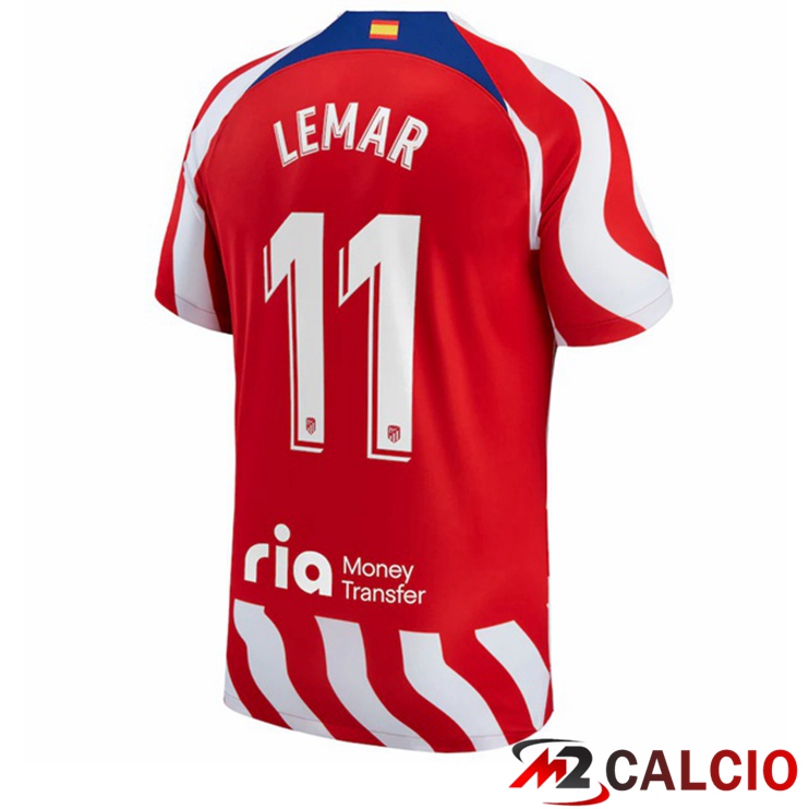 Maglie Calcio Personalizzate,Tute Calcio Squadre,Maglia Nazionale Italiana Calcio | Maglie Calcio Atletico Madrid (Lemar 11) Prima Rosso 2022/2023