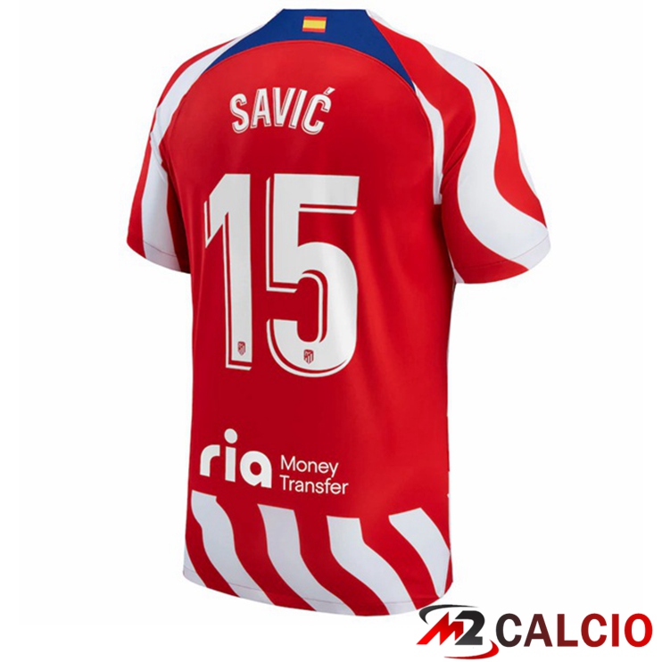 Maglie Calcio Personalizzate,Tute Calcio Squadre,Maglia Nazionale Italiana Calcio | Maglie Calcio Atletico Madrid (Savic 15) Prima Rosso 2022/2023