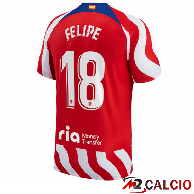 Maglie Calcio Personalizzate,Tute Calcio Squadre,Maglia Nazionale Italiana Calcio | Maglie Calcio Atletico Madrid (Felipe 18) Prima Rosso 2022/2023