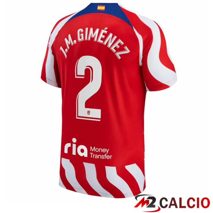 Maglie Calcio Personalizzate,Tute Calcio Squadre,Maglia Nazionale Italiana Calcio | Maglie Calcio Atletico Madrid (J.M. Giménez 2) Prima Rosso 2022/2023