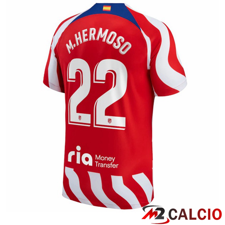 Maglie Calcio Personalizzate,Tute Calcio Squadre,Maglia Nazionale Italiana Calcio | Maglie Calcio Atletico Madrid (M.Hermoso 22) Prima Rosso 2022/2023