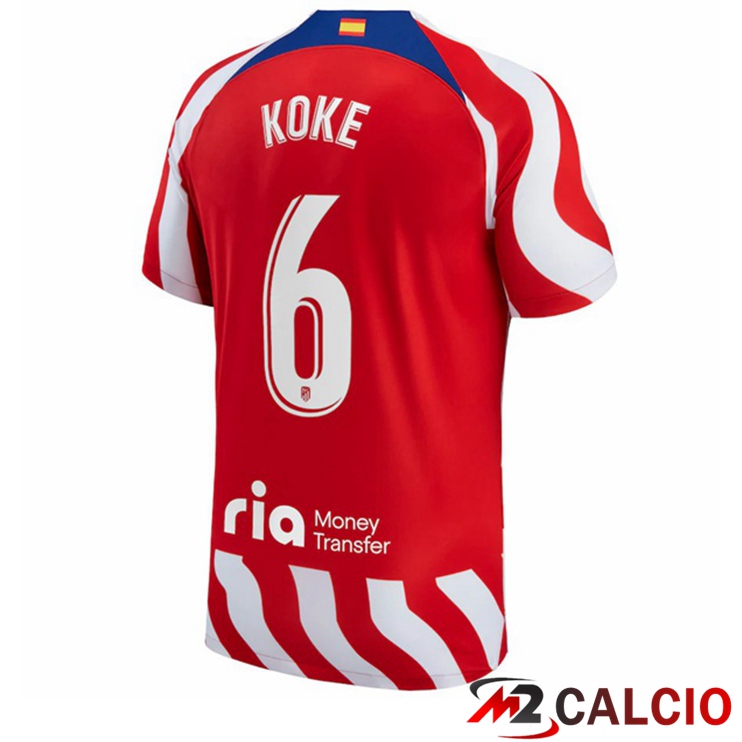 Maglie Calcio Personalizzate,Tute Calcio Squadre,Maglia Nazionale Italiana Calcio | Maglie Calcio Atletico Madrid (Koke 6) Prima Rosso 2022/2023