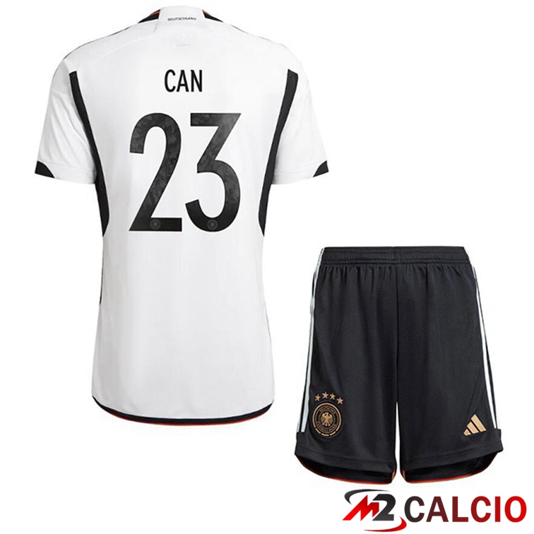 Maglie Calcio Personalizzate,Tute Calcio Squadre,Maglia Nazionale Italiana Calcio | Maglia Germania (CAN 23) Bambino Prima Nero Bianco Coppa del Mondo 2022
