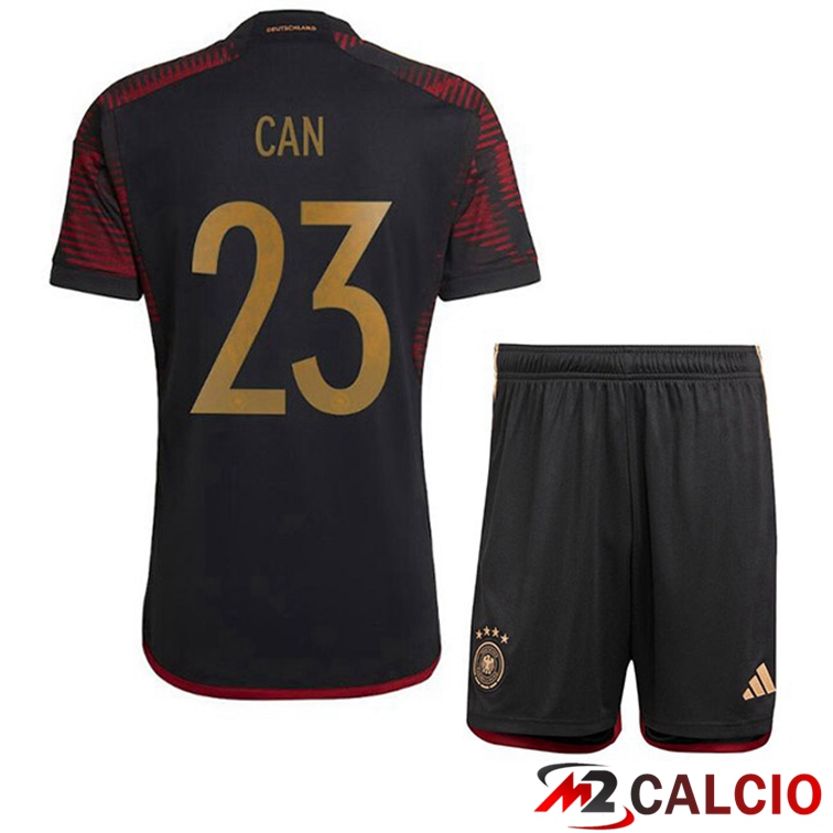 Maglie Calcio Personalizzate,Tute Calcio Squadre,Maglia Nazionale Italiana Calcio | Maglia Germania (CAN 23) Bambino Seconda Nero Coppa del Mondo 2022