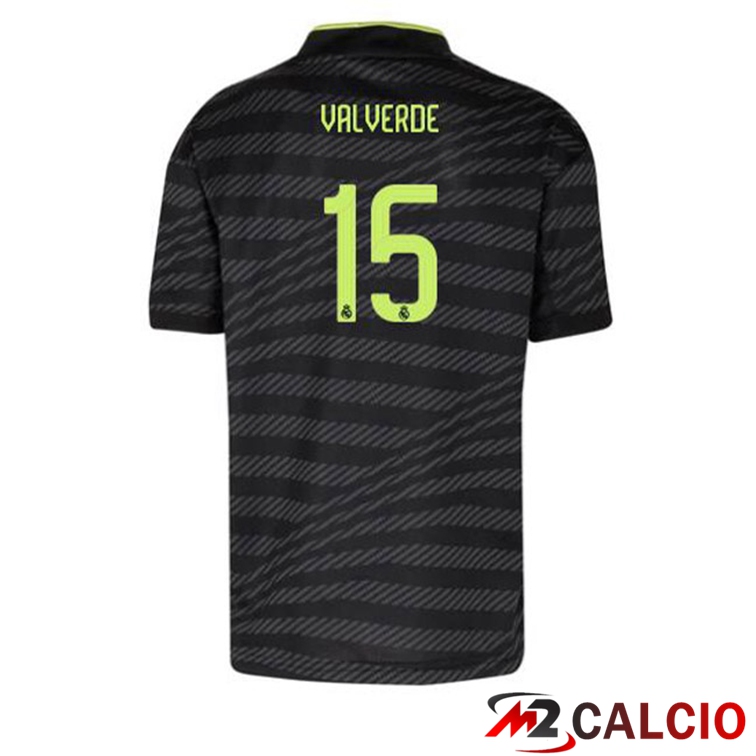 Maglie Calcio Personalizzate,Tute Calcio Squadre,Maglia Nazionale Italiana Calcio | Maglie Calcio Real Madrid (Valverde 15) Terza Nero 2022/2023