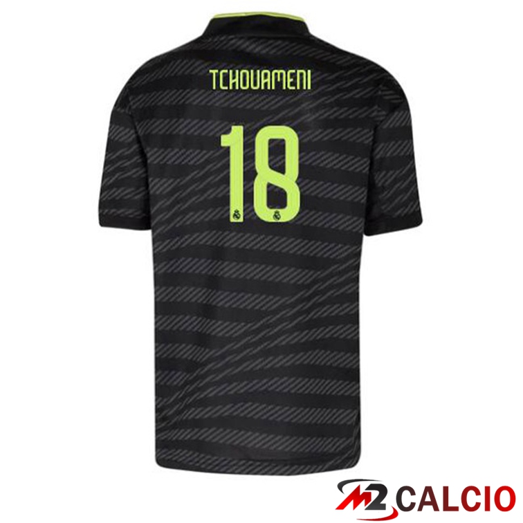 Maglie Calcio Personalizzate,Tute Calcio Squadre,Maglia Nazionale Italiana Calcio | Maglie Calcio Real Madrid (Tchouameni 18) Terza Nero 2022/2023