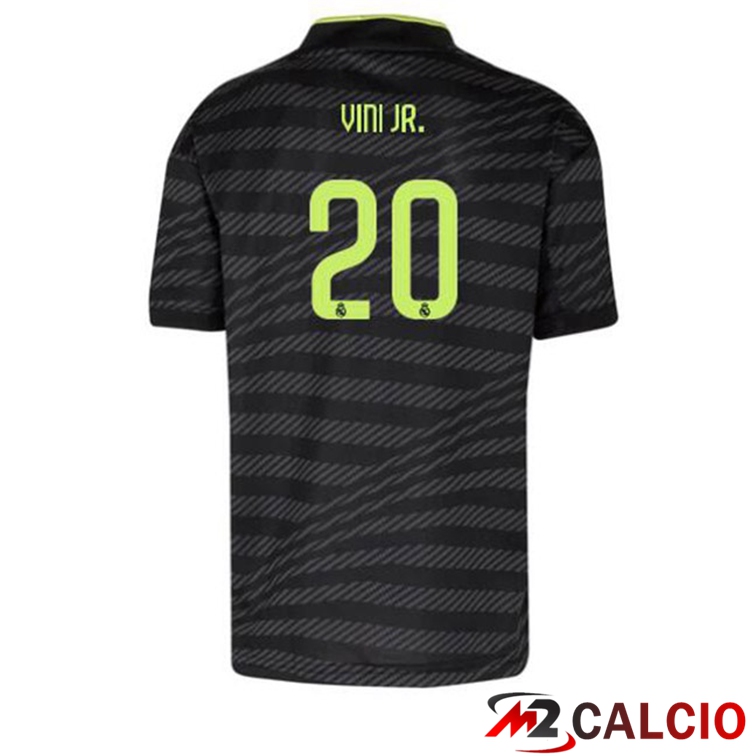 Maglie Calcio Personalizzate,Tute Calcio Squadre,Maglia Nazionale Italiana Calcio | Maglie Calcio Real Madrid (Vini Jr. 20) Terza Nero 2022/2023