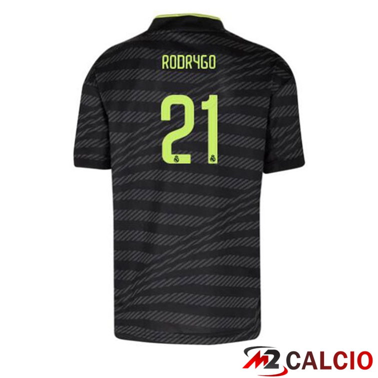 Maglie Calcio Personalizzate,Tute Calcio Squadre,Maglia Nazionale Italiana Calcio | Maglie Calcio Real Madrid (Rodrygo 21) Terza Nero 2022/2023