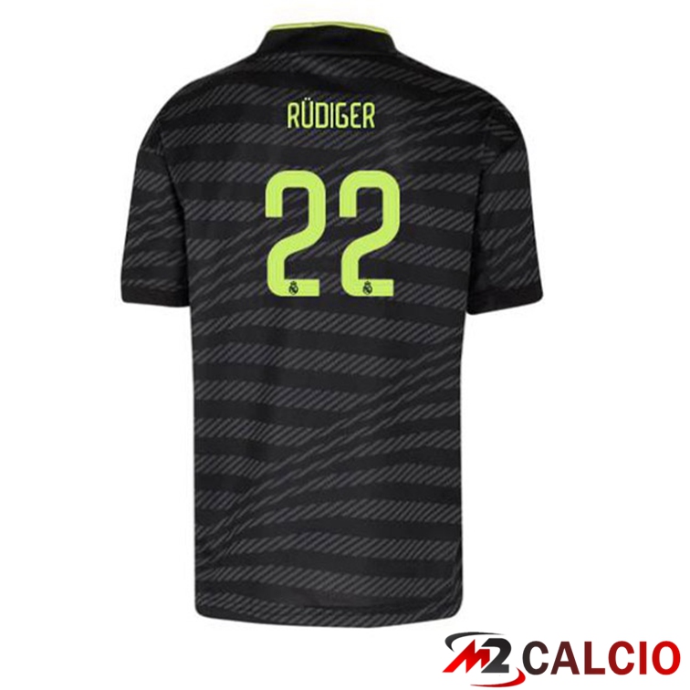Maglie Calcio Personalizzate,Tute Calcio Squadre,Maglia Nazionale Italiana Calcio | Maglie Calcio Real Madrid (Rüdiger 22) Terza Nero 2022/2023